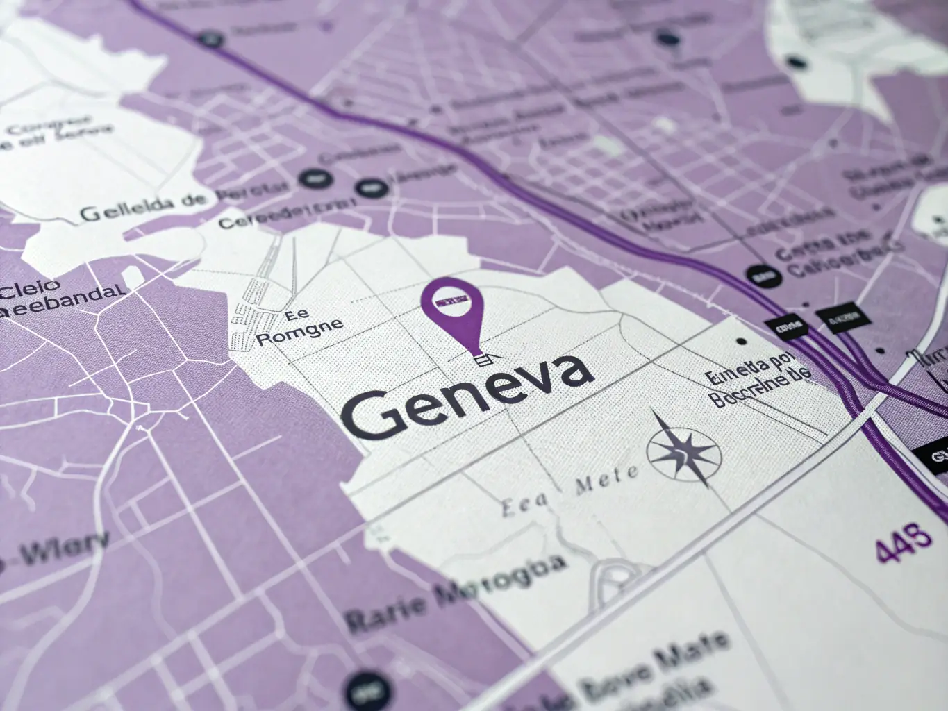 A detailed map of Geneva highlighting key real estate investment zones and growth areas.