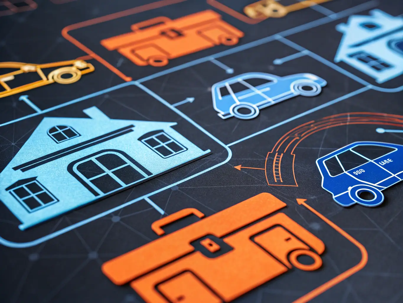 A visual representation of a diversified real estate portfolio, showing different asset classes and investment allocations.